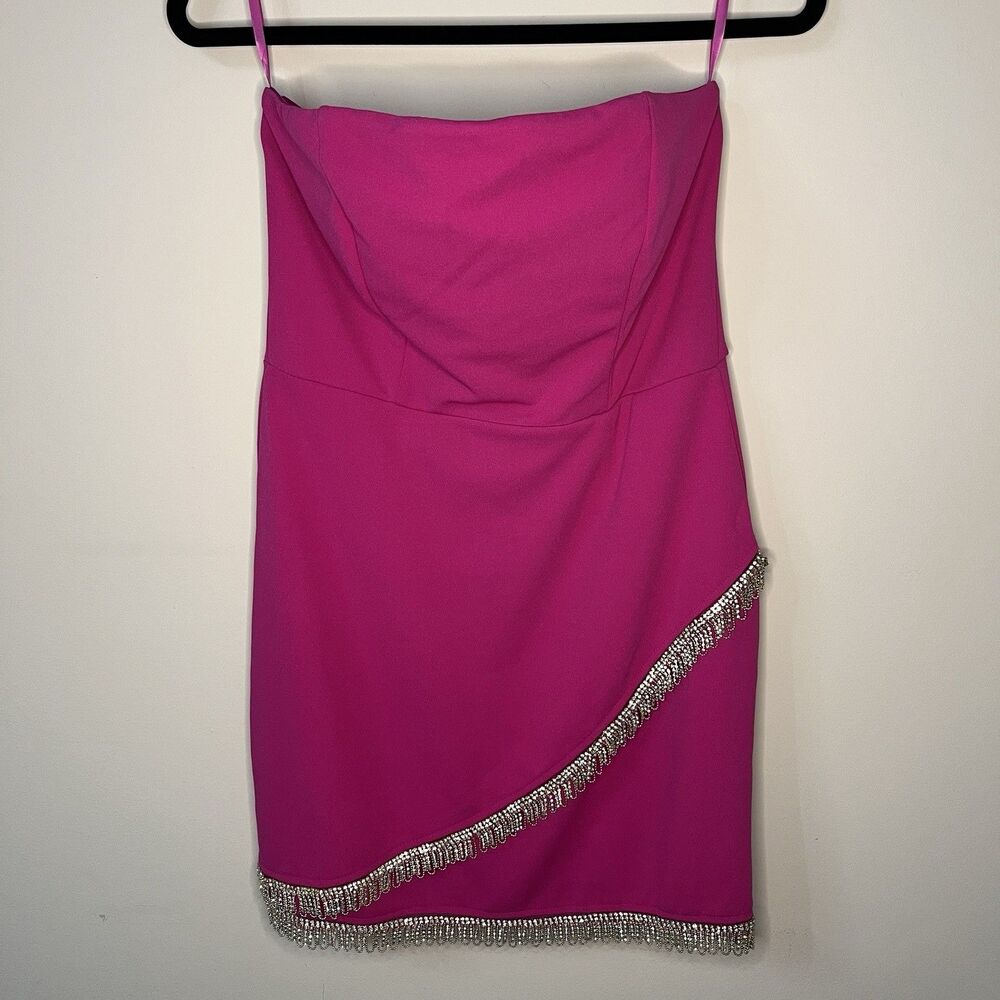 Trixxi Fuchsia Strapless Dress with Silver Rhinestone NEW Women’s Size US Medium